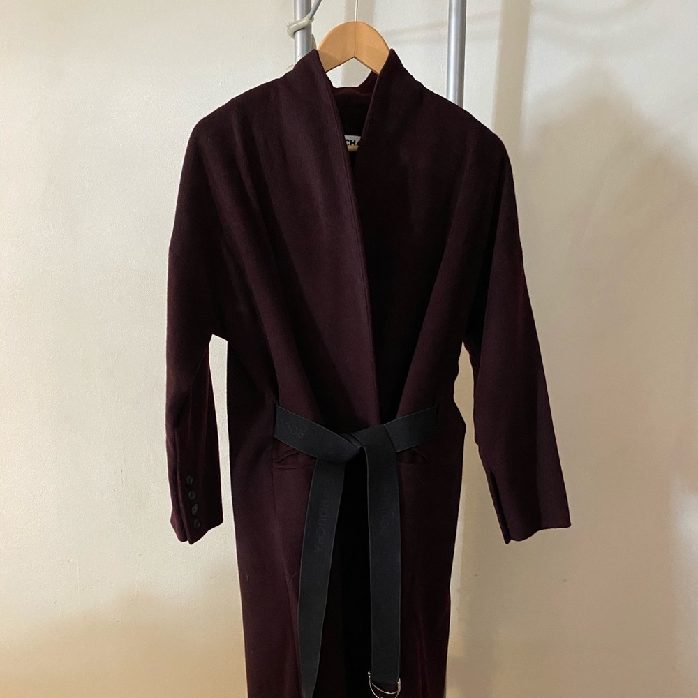 Roucha wool robe coat with belt